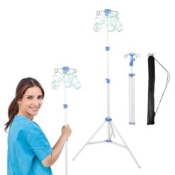 Set of 2 Collapsible IV Poles with Carrying Bag